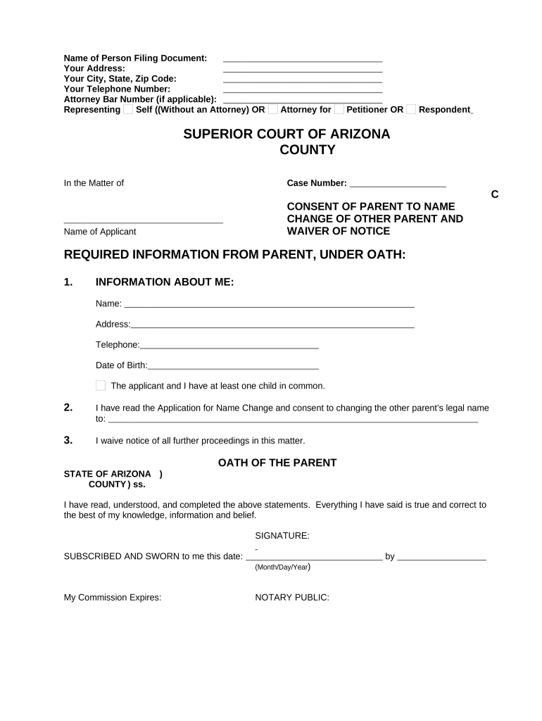 arizona consent name Preview on Page 1