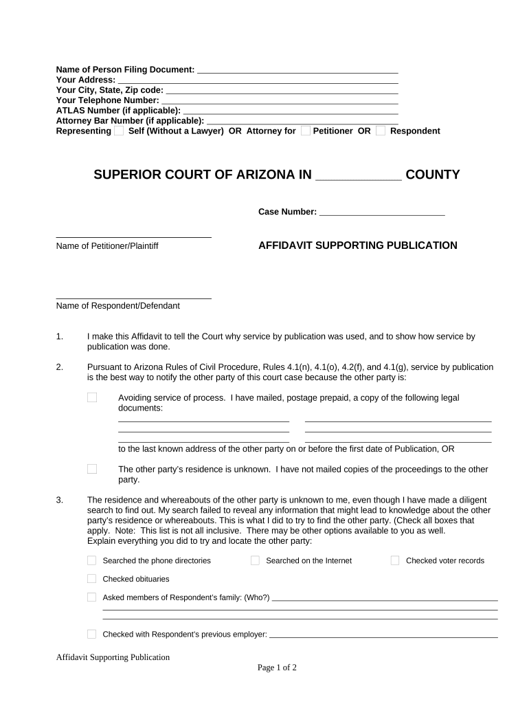 affidavit of publication arizona Preview on Page 1