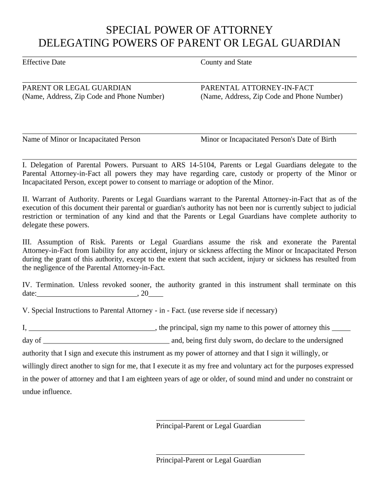delegation of parental authority form Preview on Page 1