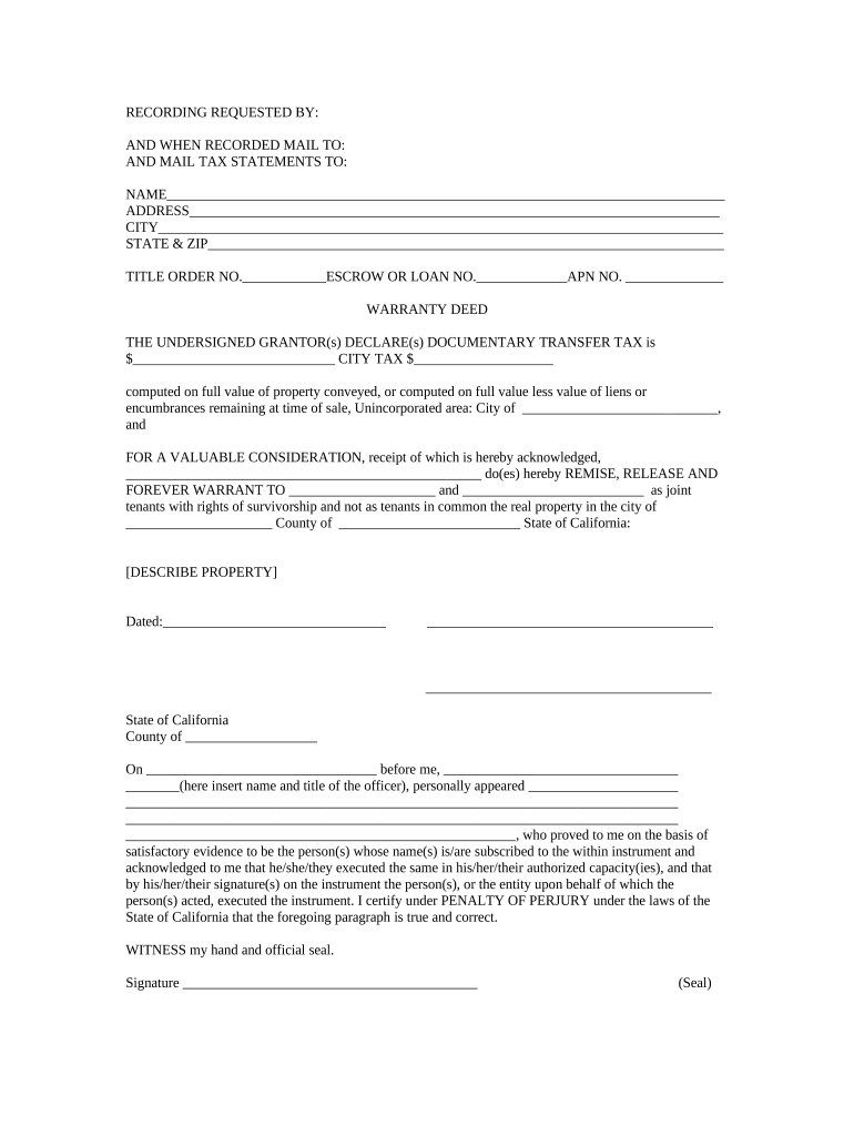 warranty deed california Preview on Page 1