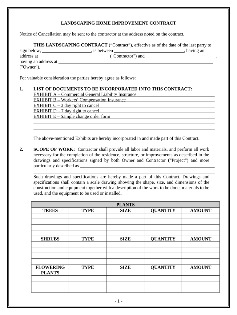 landscaping contract template Preview on Page 1