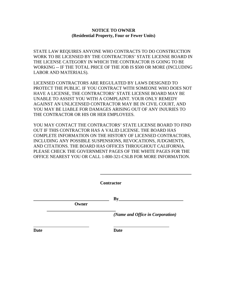 california owner form Preview on Page 1