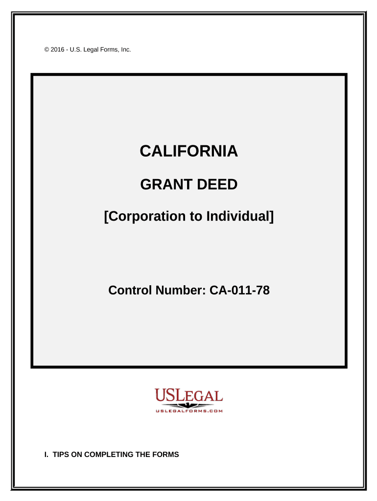 Grant Deed from Corporation to Individual - California Preview on Page 1