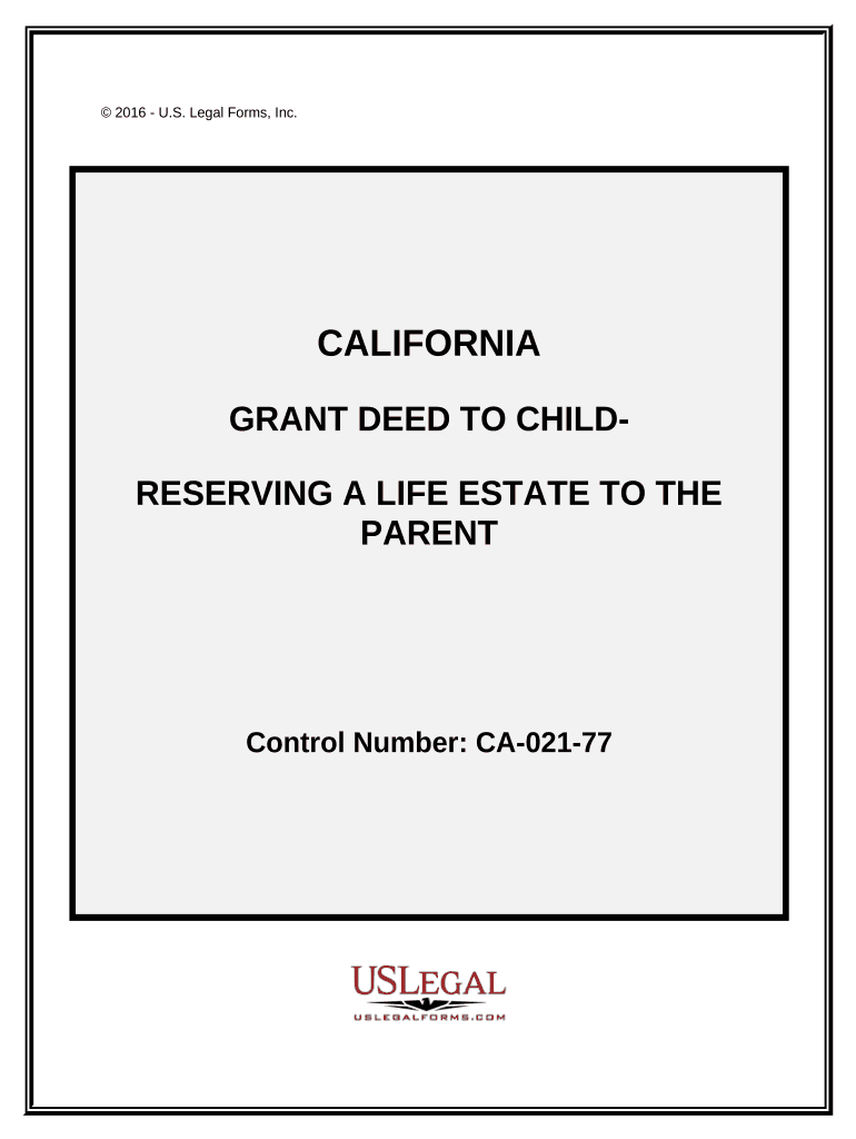 Warranty Deed to Child Reserving a Life Estate in the Parents - California Preview on Page 1