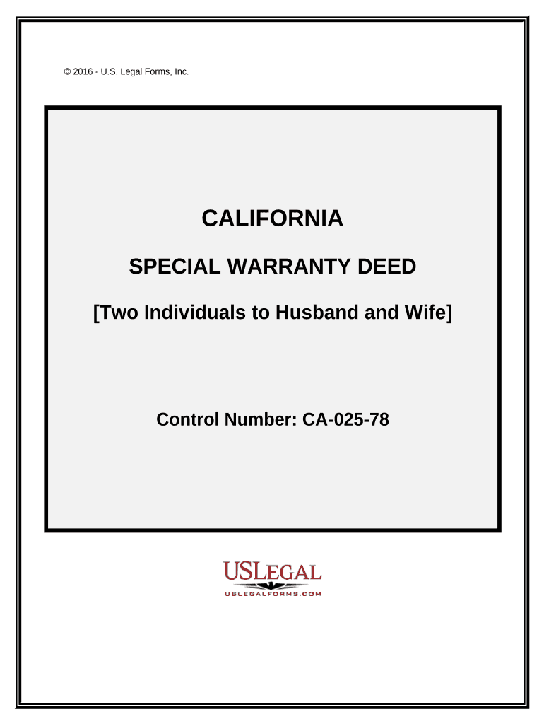 Special Warranty Deed - Two Individuals to Husband and Wife - California Preview on Page 1