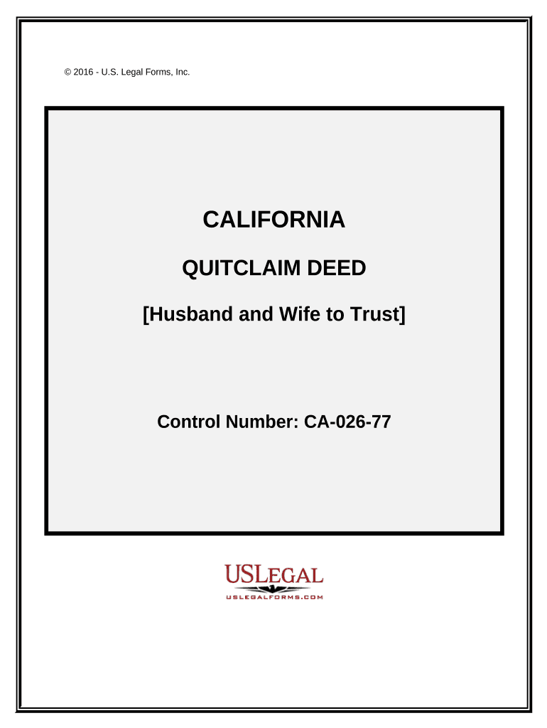 Quitclaim Deed - Husband and Wife to Trust - California Preview on Page 1