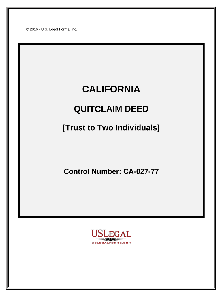 Quitclaim Deed - Trust to Two Individuals - California Preview on Page 1