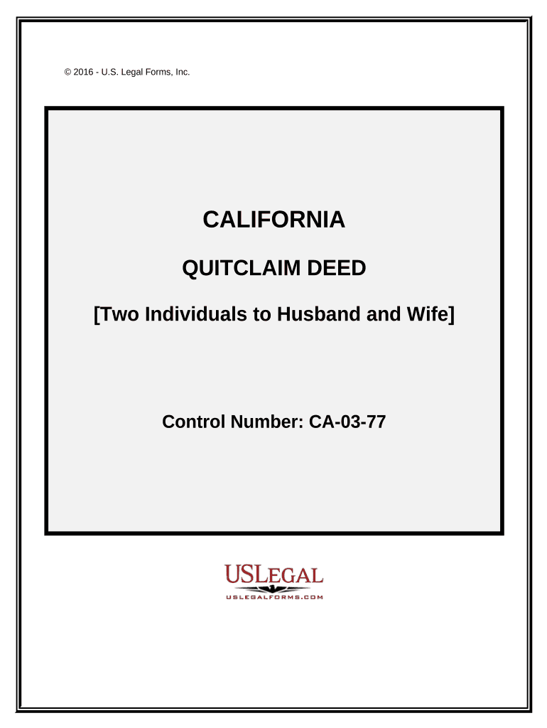 Quitclaim Deed by Two Individuals to Husband and Wife - California Preview on Page 1