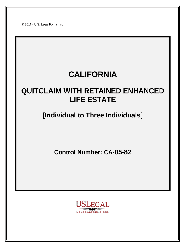 Enhanced Life Estate or Lady Bird Quitclaim Deed from an Individual to three Individuals - California Preview on Page 1