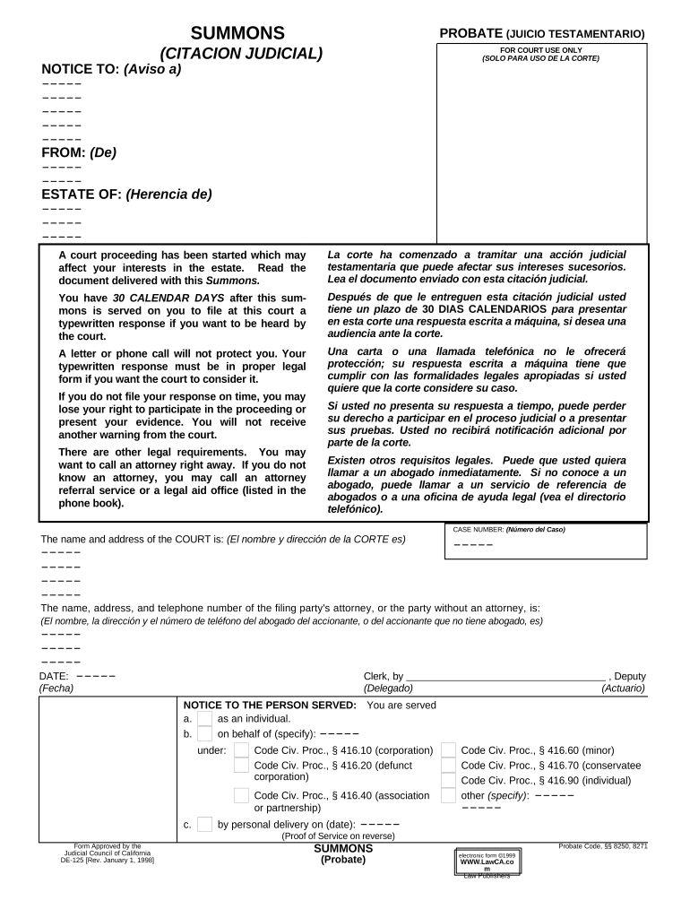 summons probate Preview on Page 1