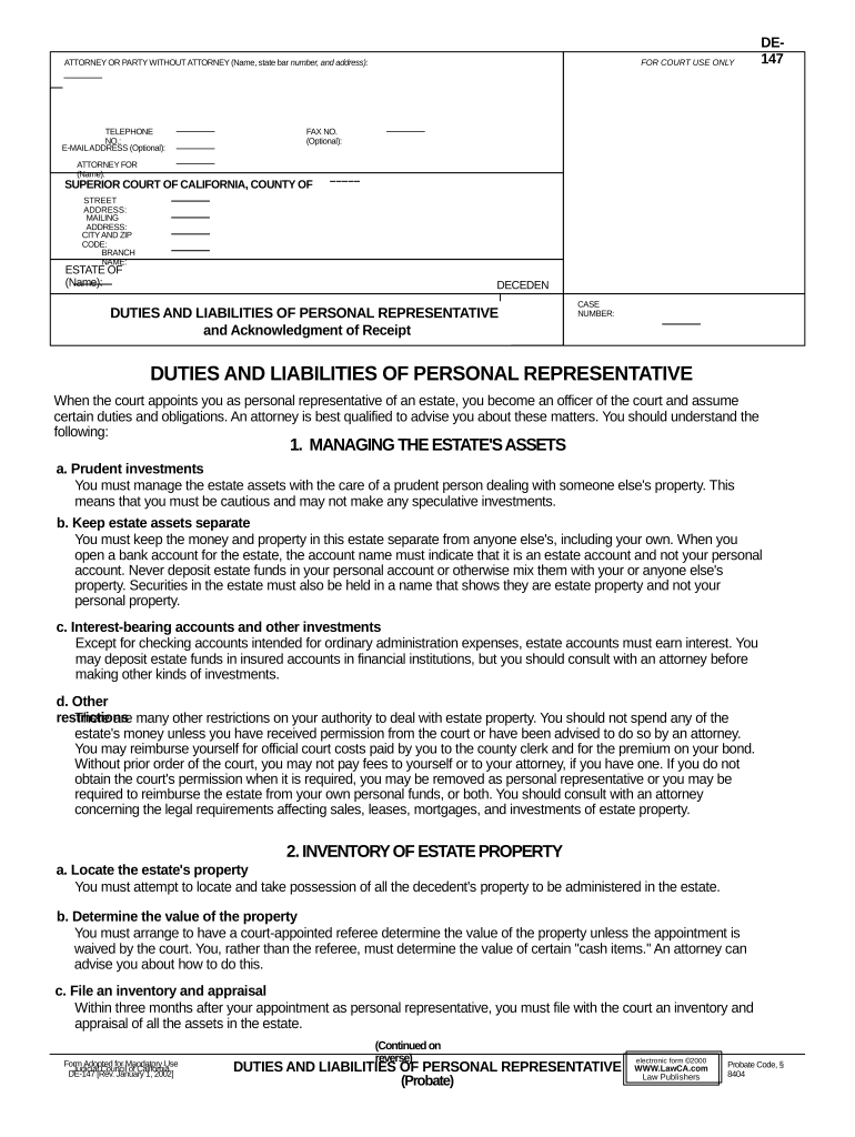 california personal representative Preview on Page 1