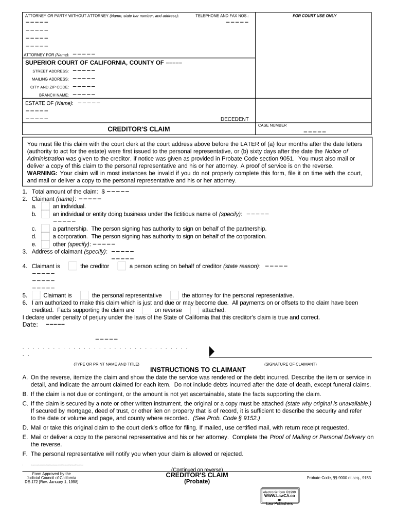 california creditor Preview on Page 1