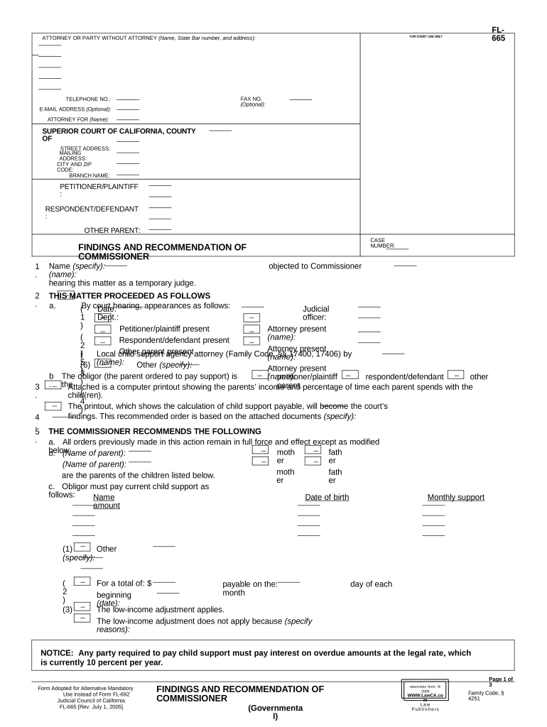 Findings and Recommendation of Commissioner - Governmental - California Preview on Page 1