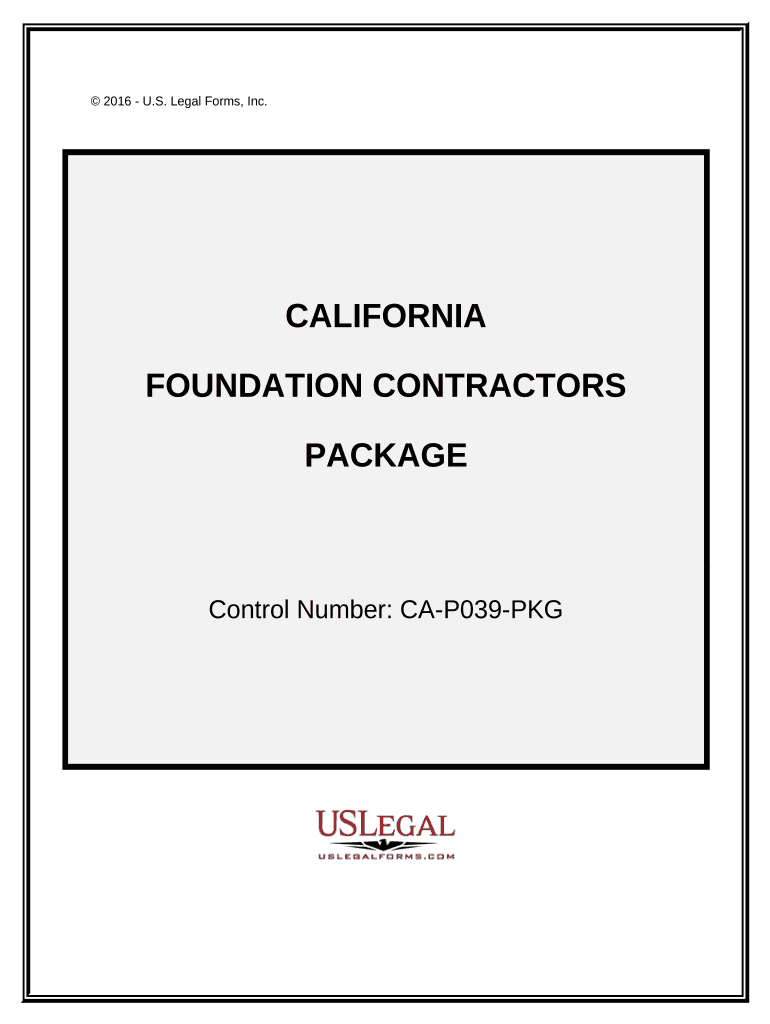 Foundation Contractor Package - California Preview on Page 1.