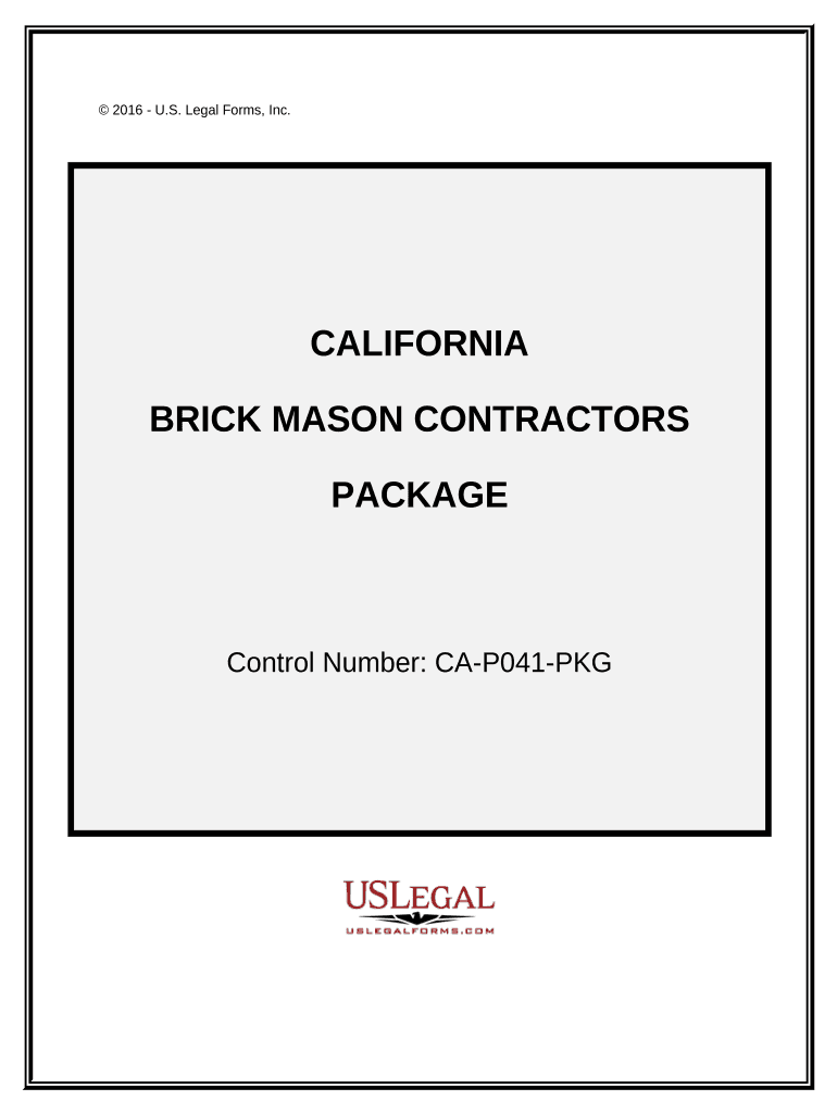 Brick Mason Contractor Package - California Preview on Page 1