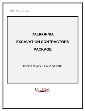 Excavation Contractor Package - California