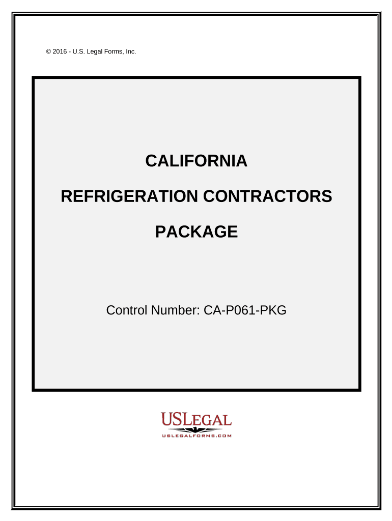 Refrigeration Contractor Package - California Preview on Page 1