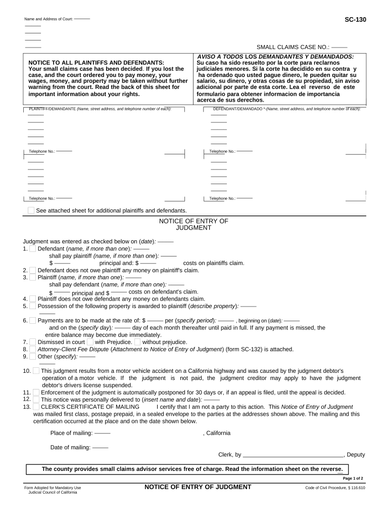 notice of entry of judgment Preview on Page 1