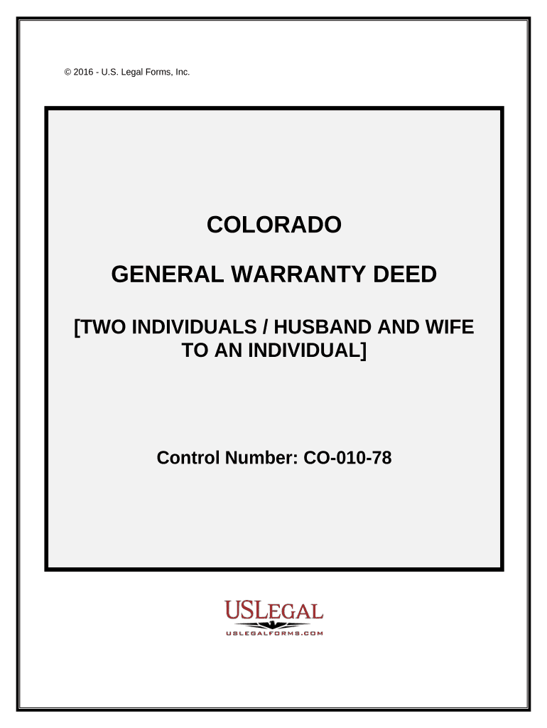 General Warranty Deed from Two Individuals / Husband and Wife to an Individual - Colorado Preview on Page 1