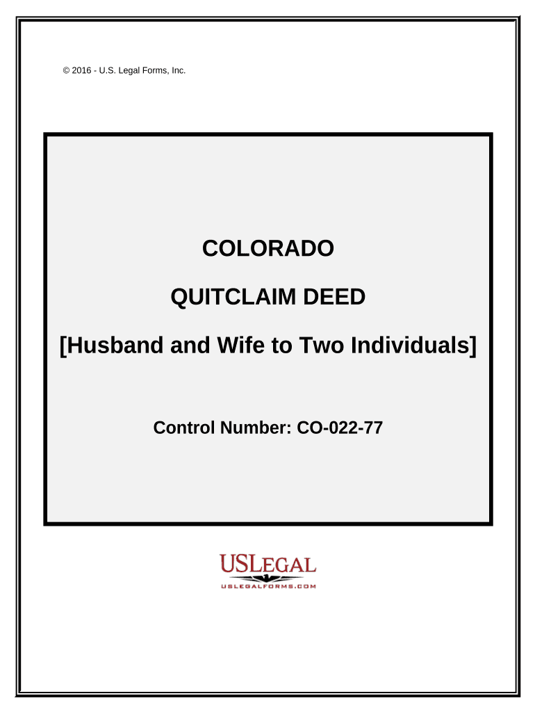 Quitclaim Deed from Husband and Wife as Grantors to Two Individual Grantees - Colorado Preview on Page 1