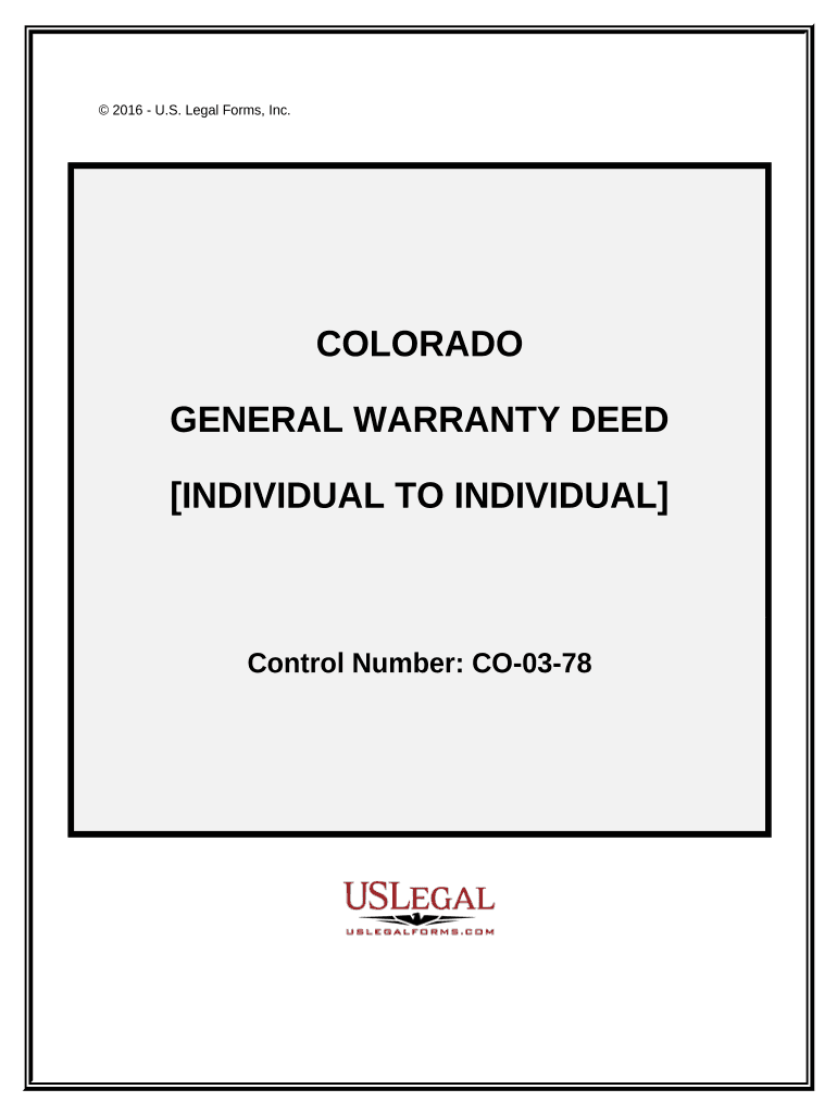 General Warranty Deed - Individual to Individual - Colorado Preview on Page 1.