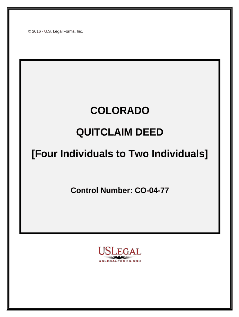 Quitclaim Deed - Four Individuals to Two Individuals - Colorado Preview on Page 1