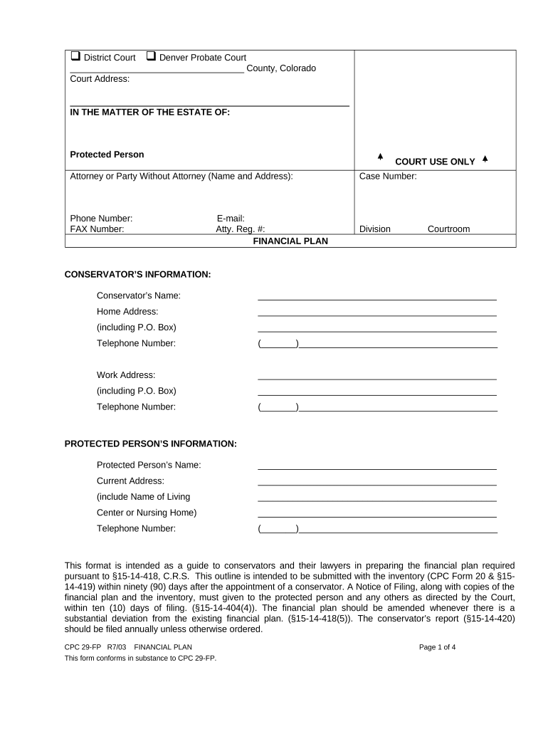 Financial Plan - Colorado Preview on Page 1