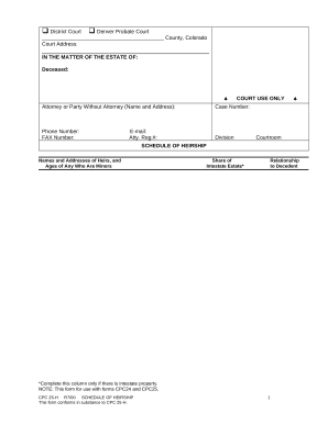 Colorado Schedule of Heirship Form