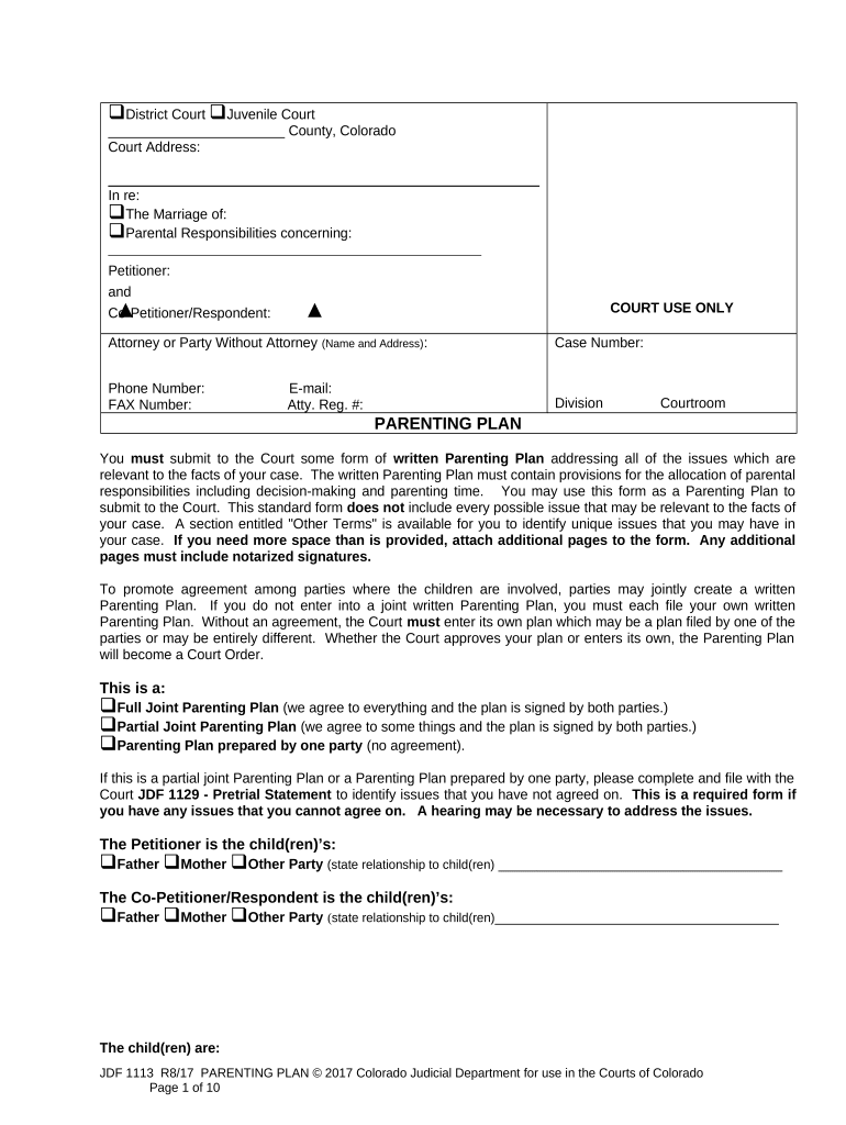 parenting plan colorado Preview on Page 1