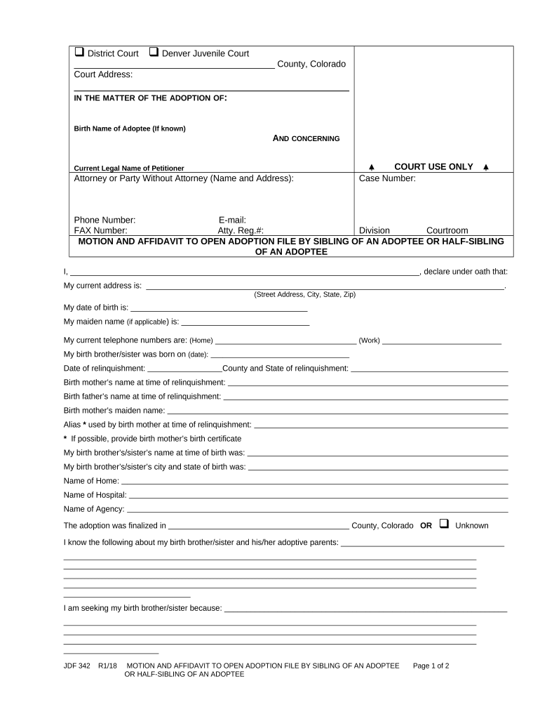 affidavit of sibling relationship Preview on Page 1