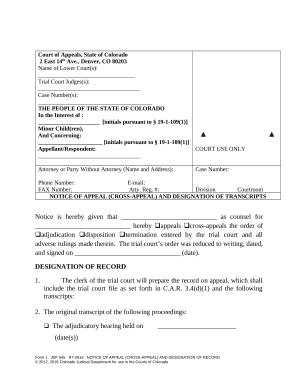 Notice appeal form