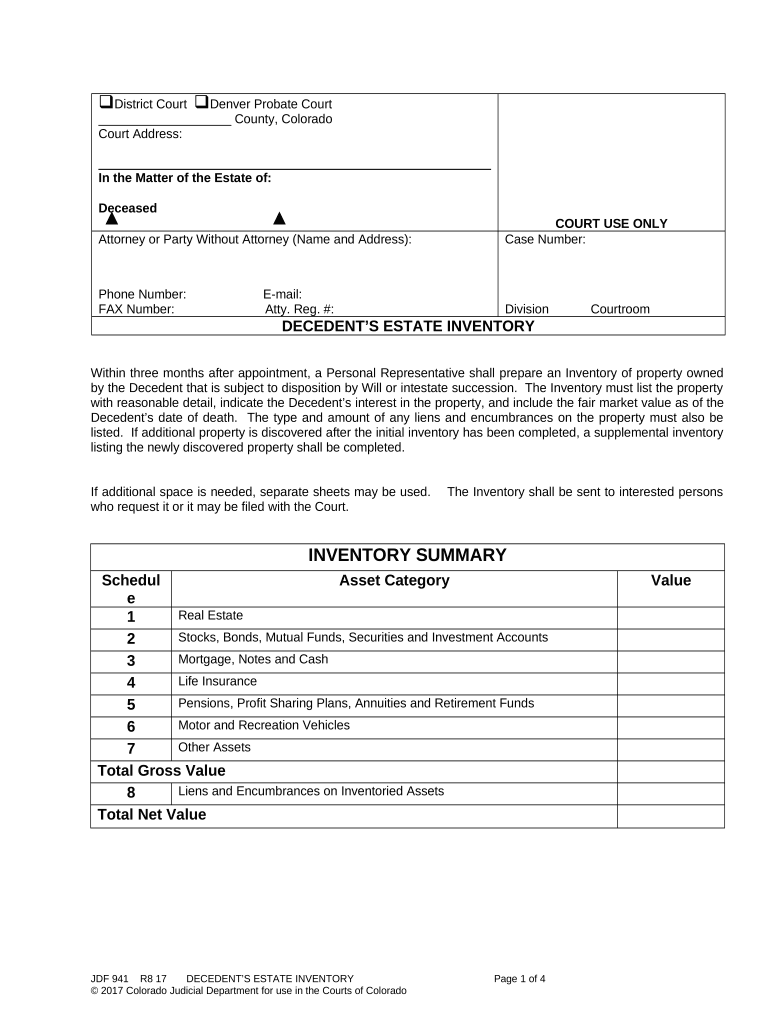 estate inventory Preview on Page 1