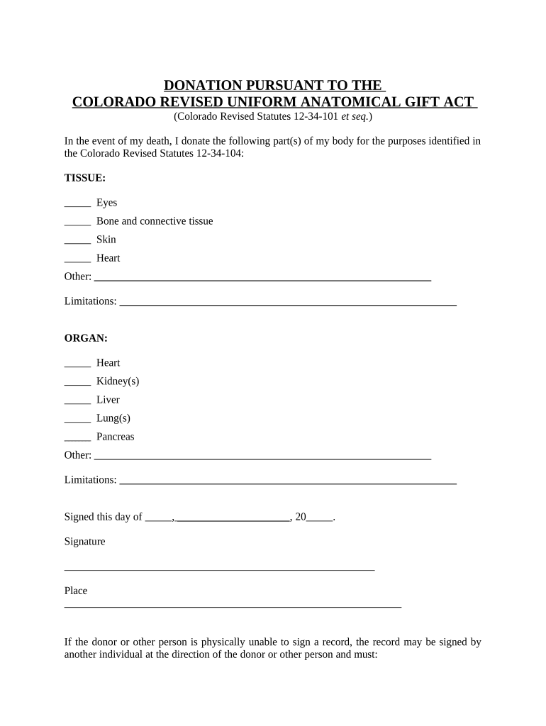 anatomical gift form Preview on Page 1