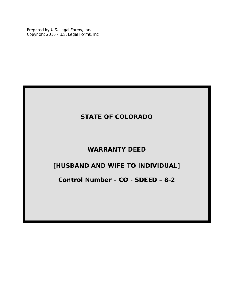 Warranty Deed for Husband and Wife to Individual - Colorado Preview on Page 1