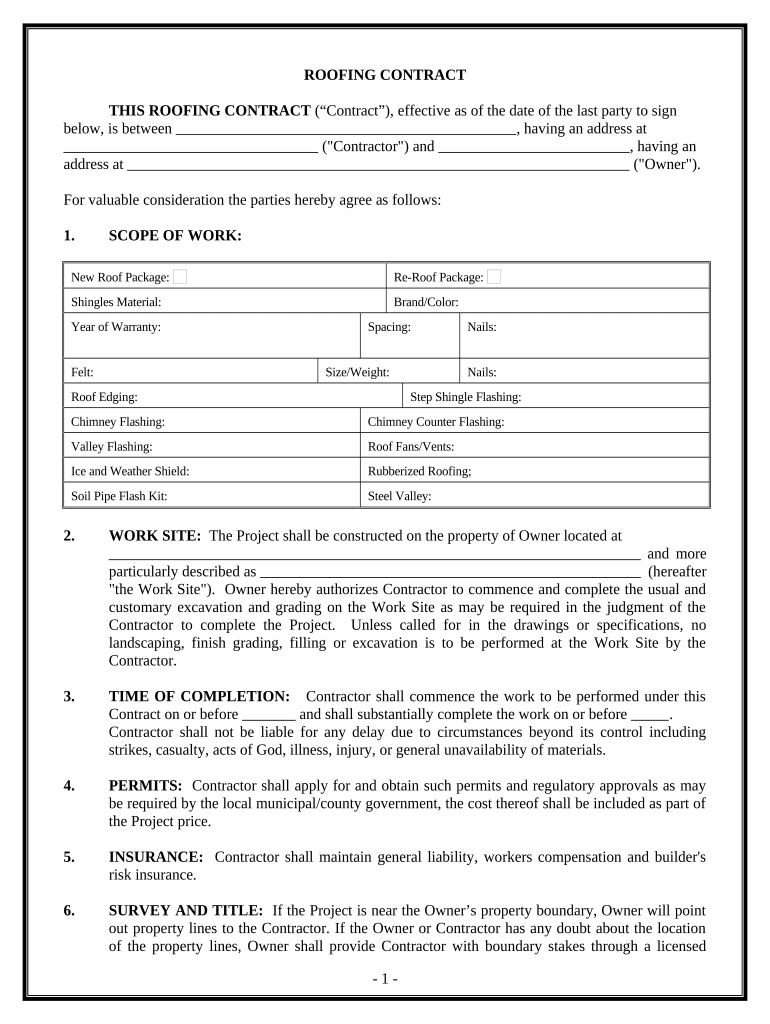 Roofing Contract for Contractor - Connecticut Preview on Page 1