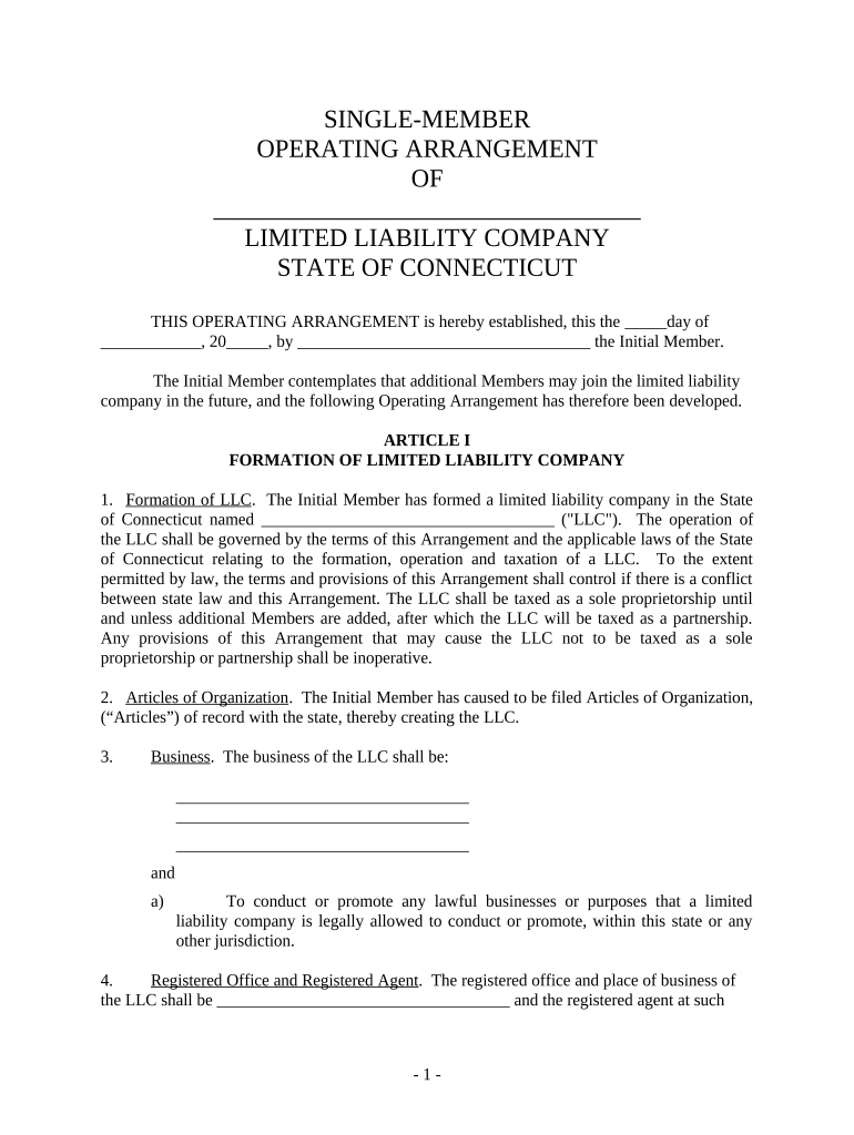 connecticut llc operating agreement Preview on Page 1