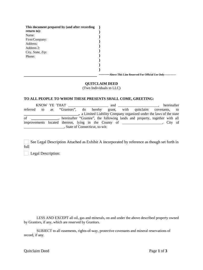 quit claim deed ct Preview on Page 1