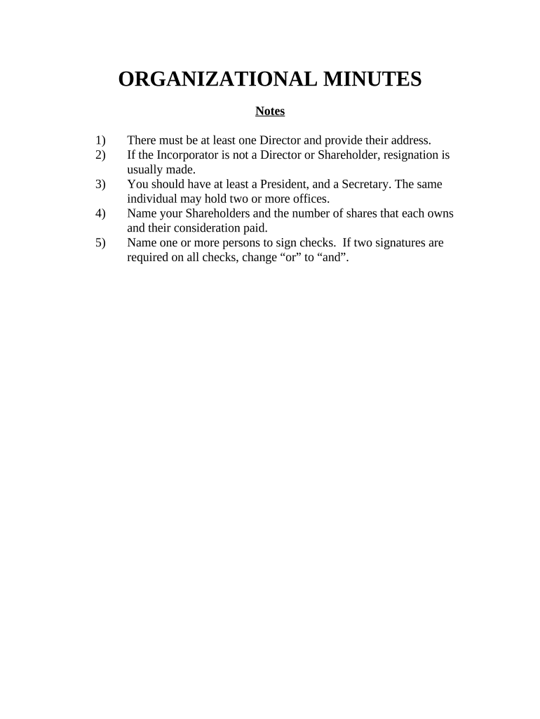 Minutes for Organizational Meeting - Connecticut - Connecticut Preview on Page 1