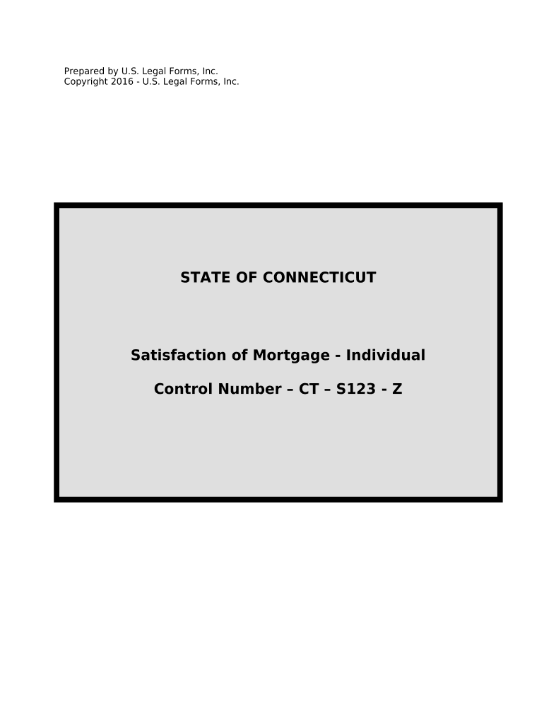 Satisfaction, Release or Cancellation of Mortgage by Individual - Connecticut Preview on Page 1