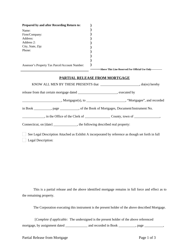 partial release of mortgage form Preview on Page 1