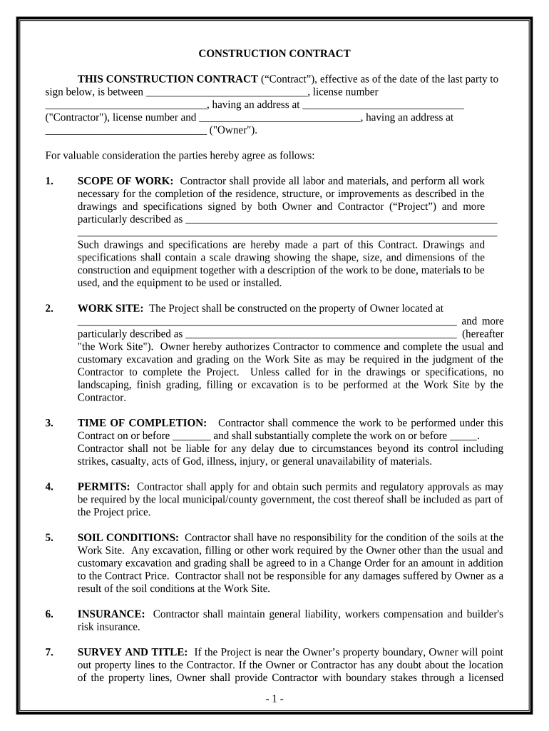 Construction Contract Cost Plus or Fixed Fee - District of Columbia Preview on Page 1