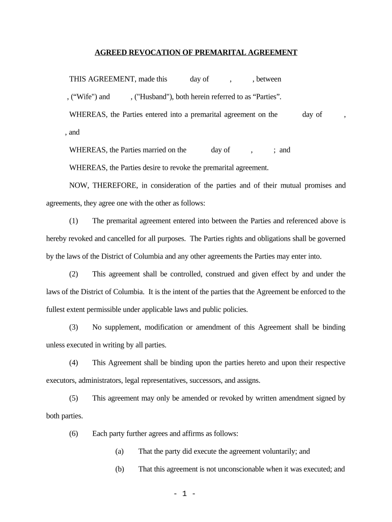 revocation of prenuptial agreement form Preview on Page 1