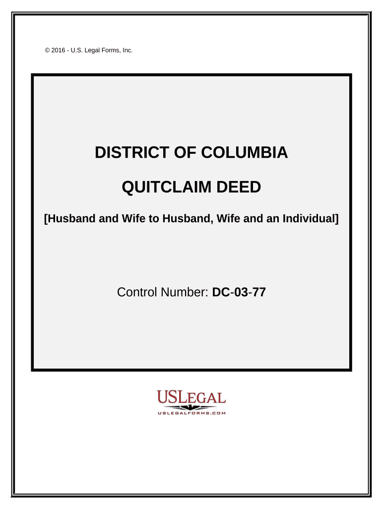 Quitclaim Deed from Husband and Wife to Husband, Wife and an Individual. - District of Columbia Preview on Page 1