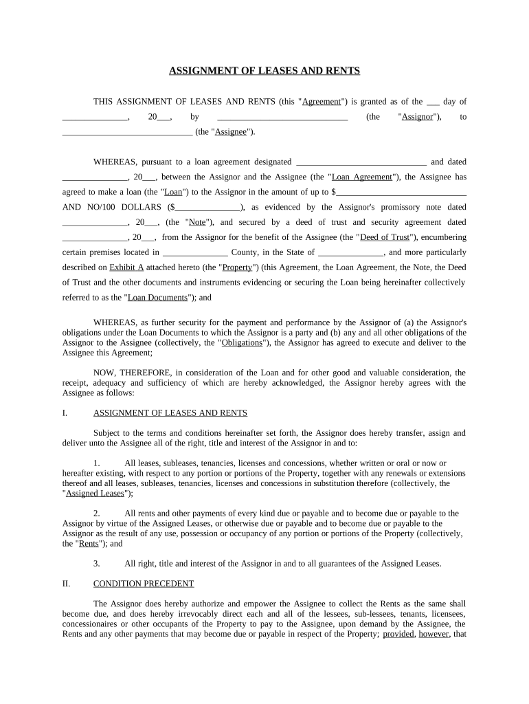 Assignment of Lease and Rent from Borrower to Lender - District of Columbia Preview on Page 1