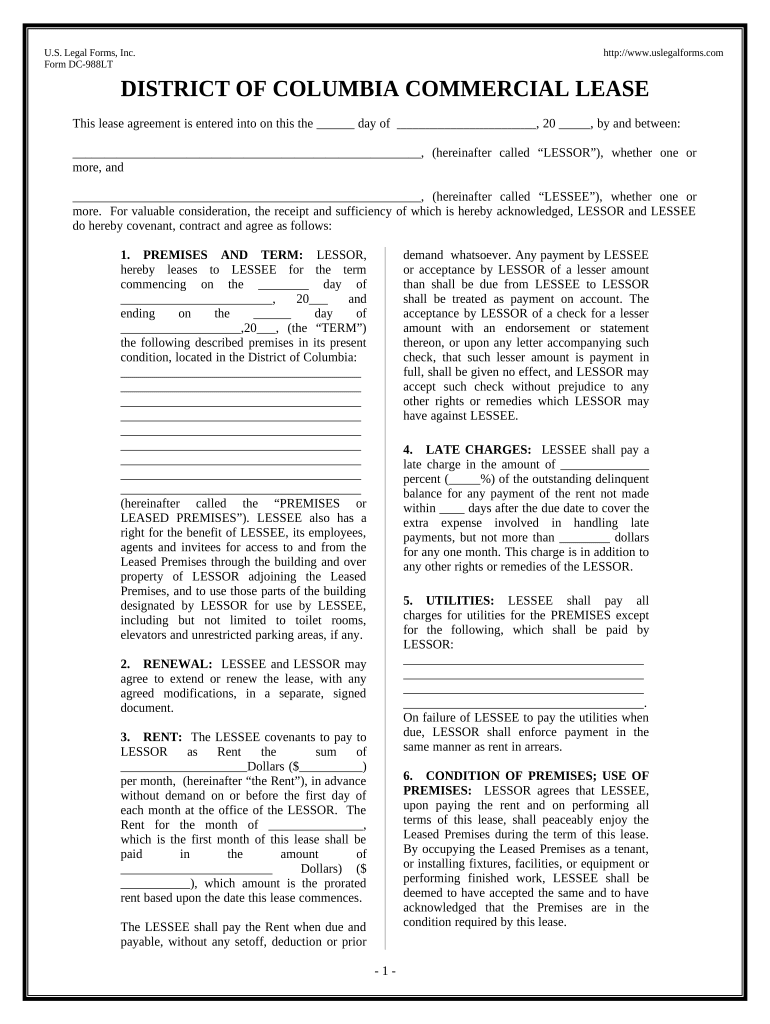 Commercial Building or Space Lease - District of Columbia Preview on Page 1