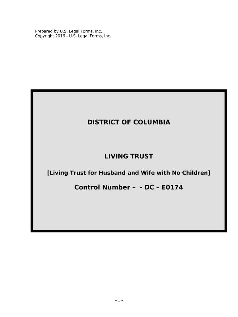 Living Trust for Husband and Wife with No Children - District of Columbia Preview on Page 1.