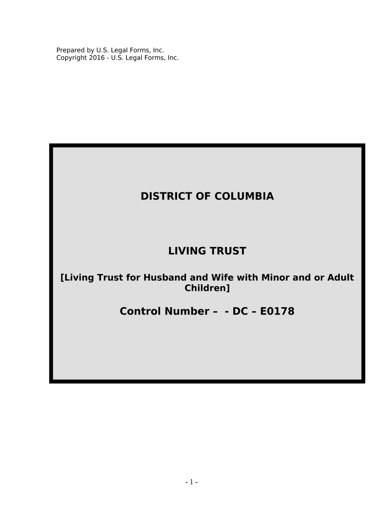 Living Trust for Husband and Wife with Minor and or Adult Children - District of Columbia Preview on Page 1