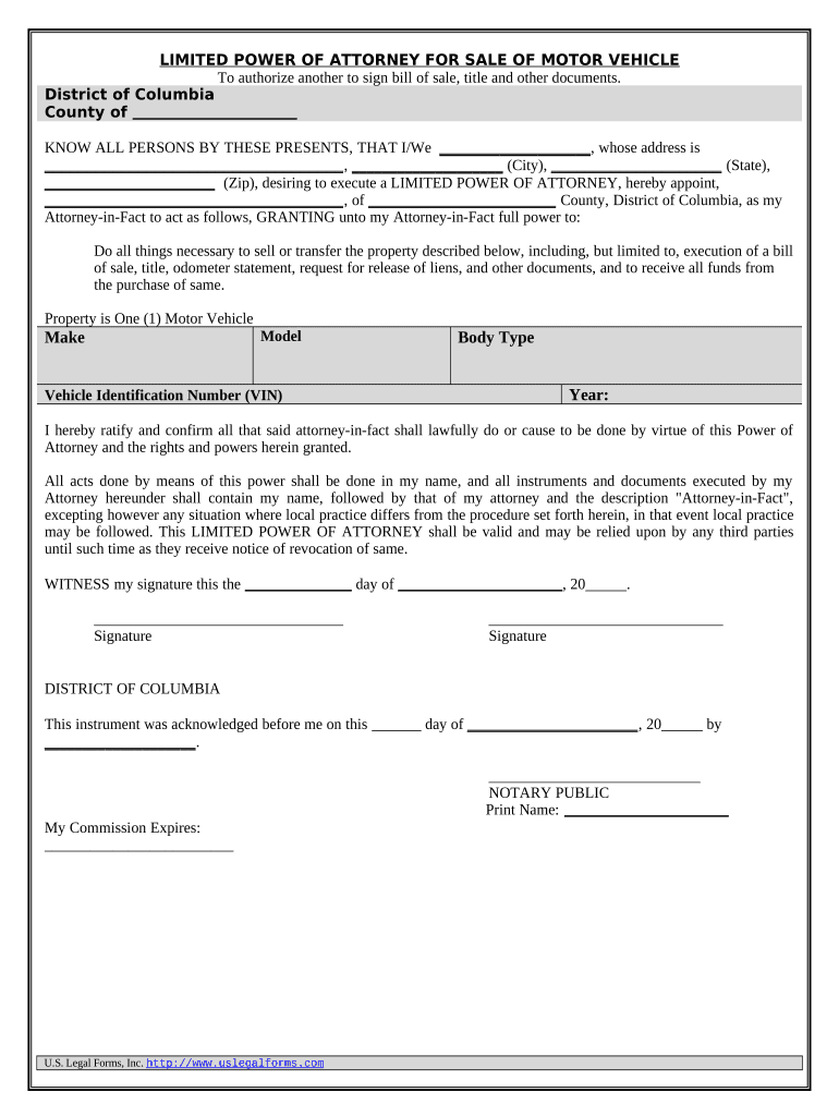 motor vehicle power of attorney form Preview on Page 1