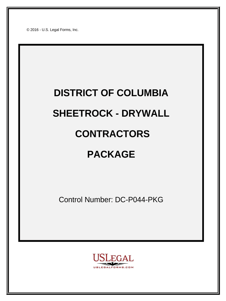 Sheetrock Drywall Contractor Package - District of Columbia Preview on Page 1