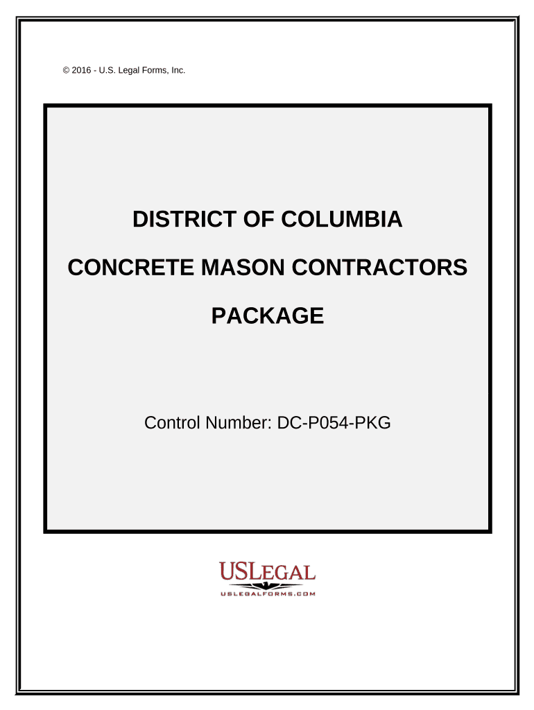 Concrete Mason Contractor Package - District of Columbia Preview on Page 1.